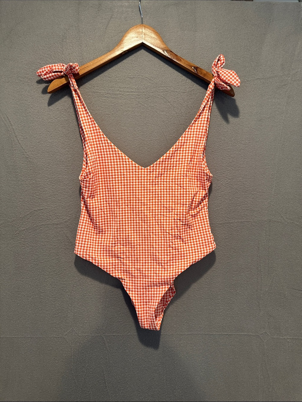 Eberjey Red Gingham Tie-Shoulder One-Piece Swimsuit